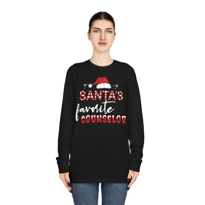 Santa's Favorite Counselor Christmas Long Sleeve Tee