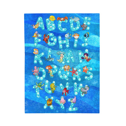 Blue Sea Life Alphabet Plush Blanket