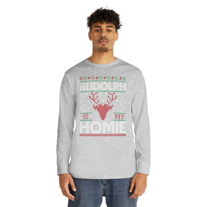 Rudolph is My Homie Christmas Ugly Sweater Long Sleeve T-shirt