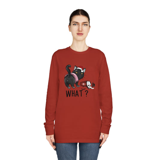 What? Cat Knocking Over Coffee Christmas Long Sleeve T-shirt