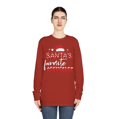 Santa's Favorite Counselor Christmas Long Sleeve Tee