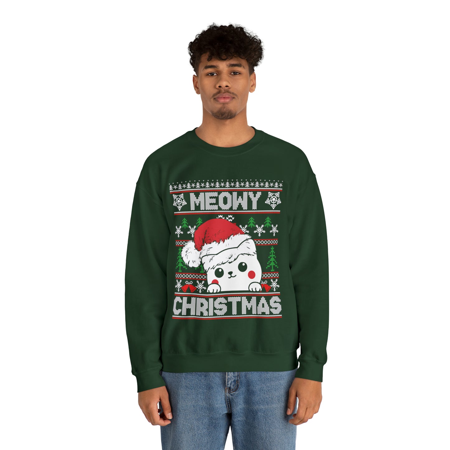 Meowy Christmas Cat Ugly Sweater Sweatshirt