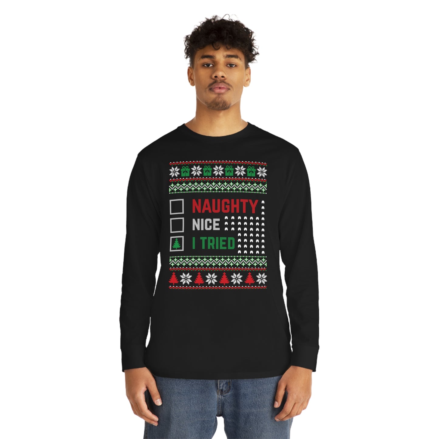 I Tried Christmas Ugly Sweater Long Sleeve T-shirt