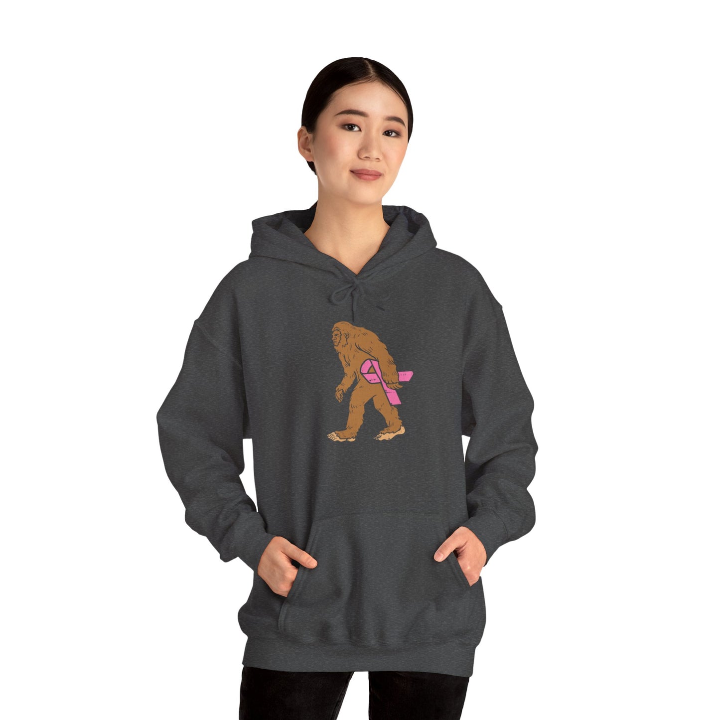 Squatch Bigfoot Breast Cancer Halloween Pullover Hoodie