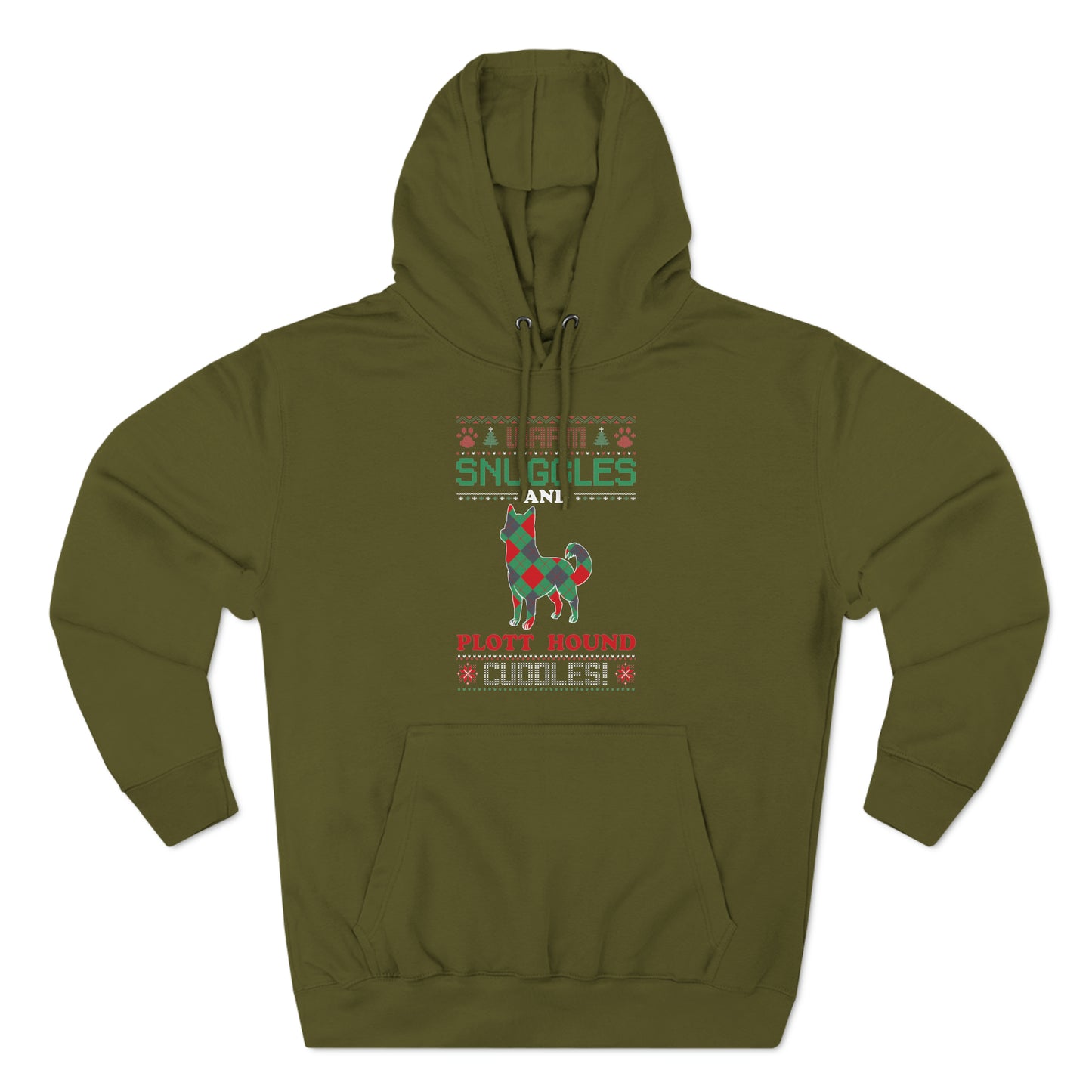 Warm Snuggles and Plott Hound Cuddles Christmas Ugly Sweater Pullover Hoodie