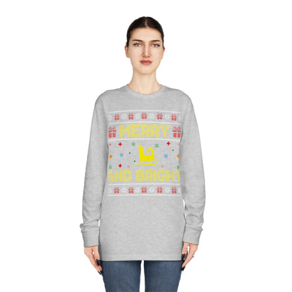 Merry and Bright Sleigh Christmas Ugly Sweater Long Sleeve T-shirt