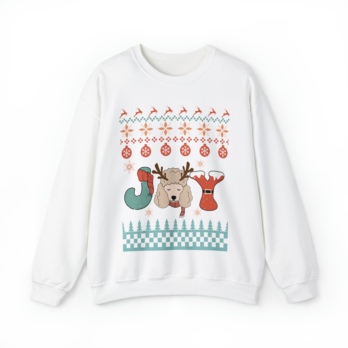 Joy Miniature Poodle Dog Christmas Ugly Sweater Sweatshirt