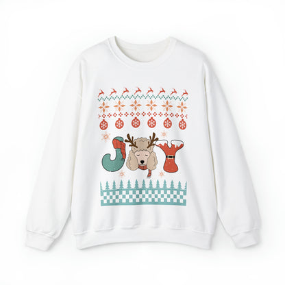 Joy Miniature Poodle Dog Christmas Ugly Sweater Sweatshirt