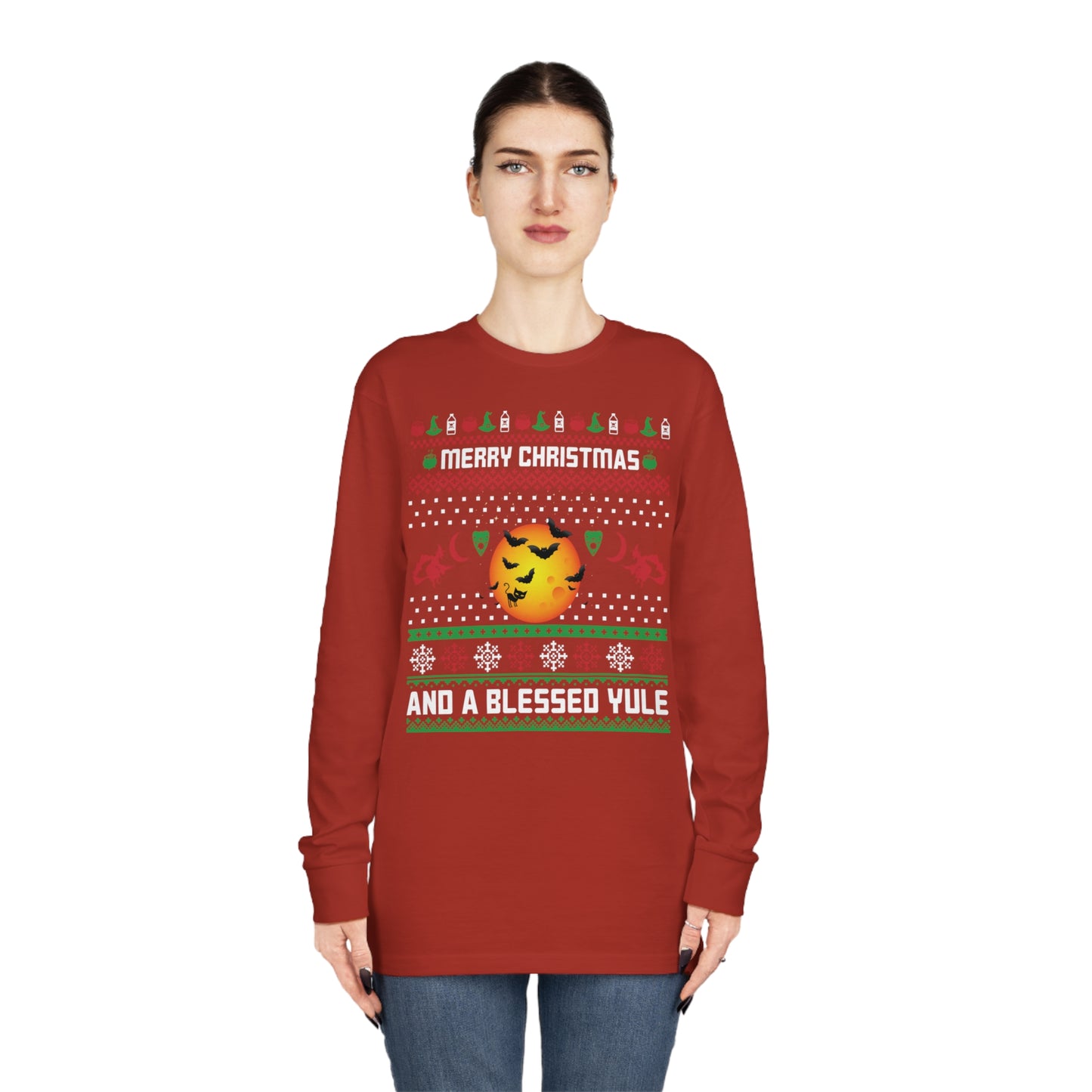 Merry Christmas and a Blessed Yule Christmas Ugly Sweater Long Sleeve T-shirt