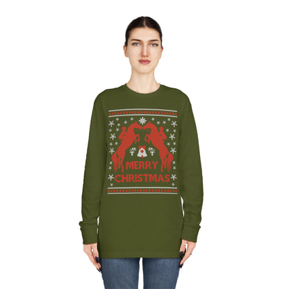 Merry Christmas Horseback Riding Christmas Ugly Sweater Long Sleeve Tee
