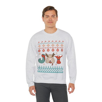 Joy Miniature Poodle Dog Christmas Ugly Sweater Sweatshirt