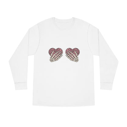 Skeleton Hand on Hearts Valentine Long Sleeve T-shirt