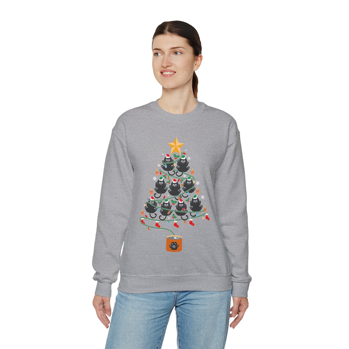 Black Cats Christmas Tree Christmas Sweatshirt