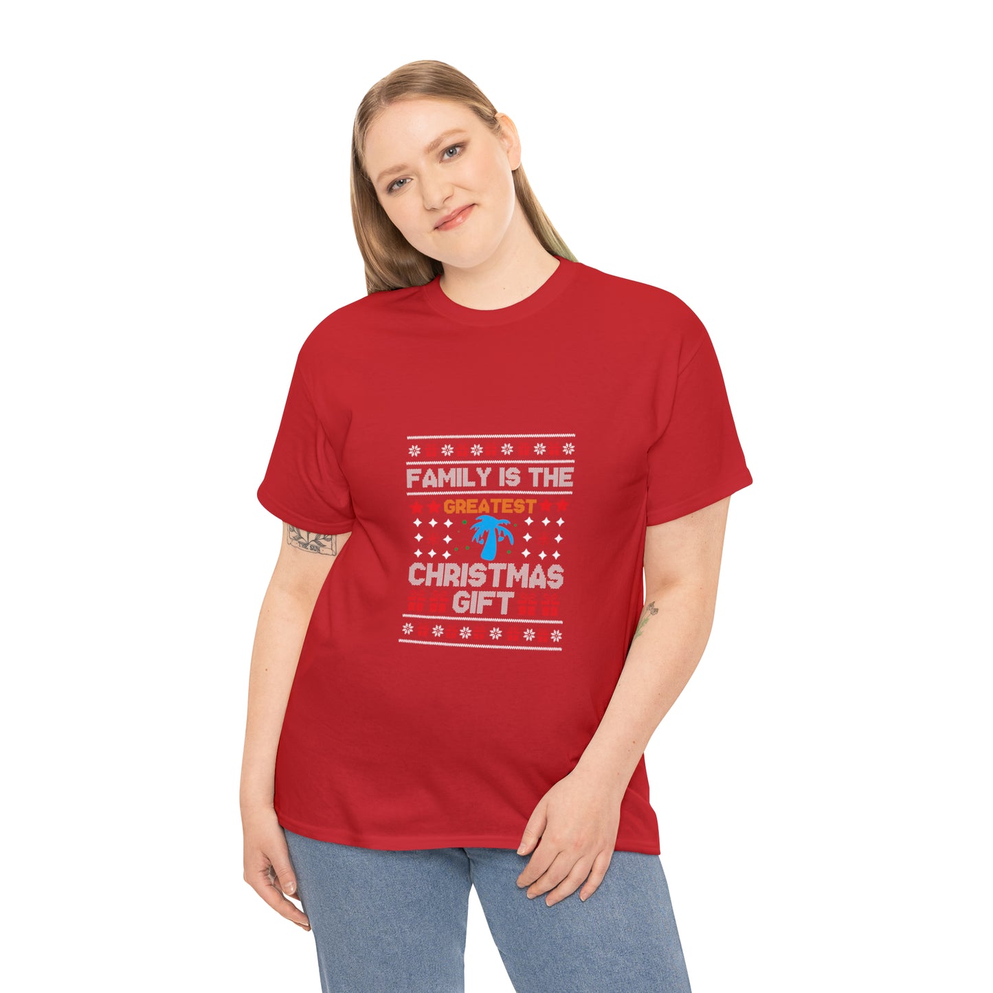 Family is the Greatest Christmas Gift Christmas Ugly Sweater Short Sleeve Tee