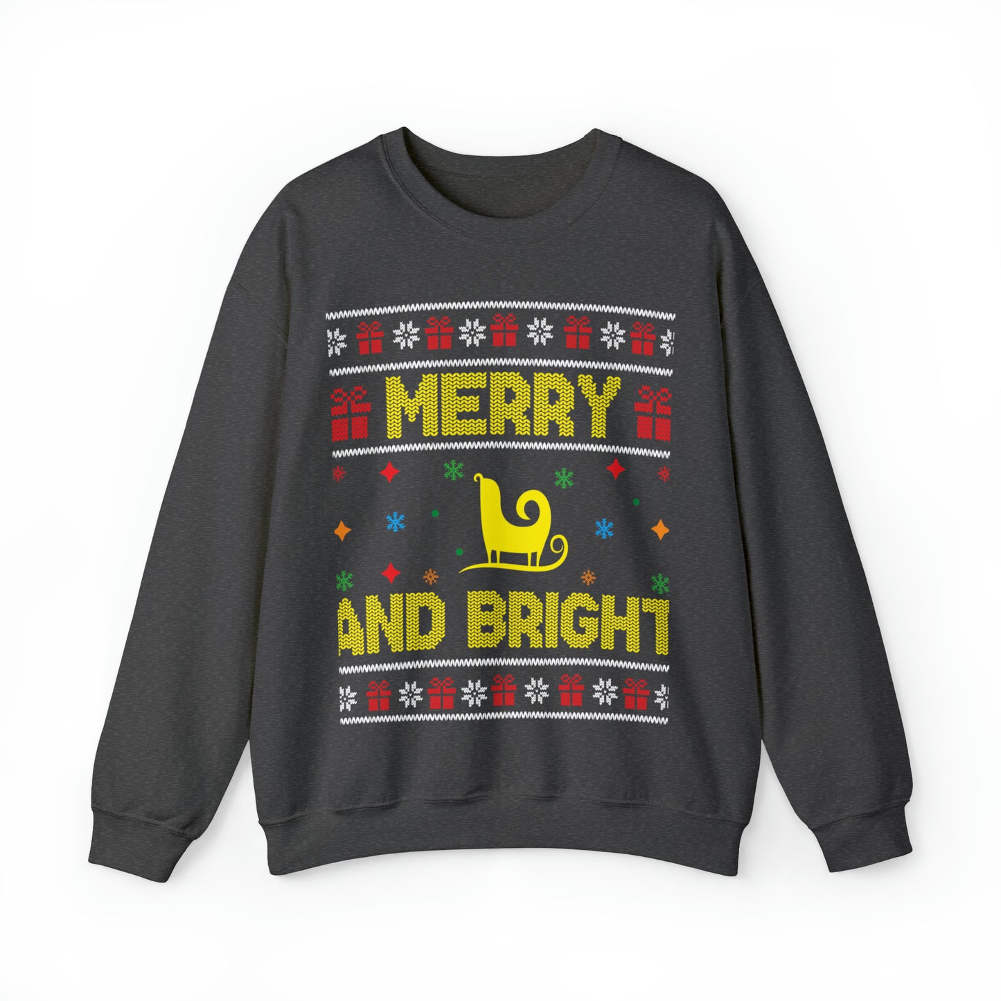 Merry and Bright Sleigh Christmas Ugly Sweater Sweatshirt