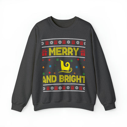 Merry and Bright Sleigh Christmas Ugly Sweater Sweatshirt