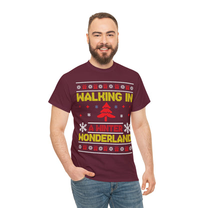 Walking in a Winter Wonderland Christmas Ugly Sweater Short Sleeve Tee