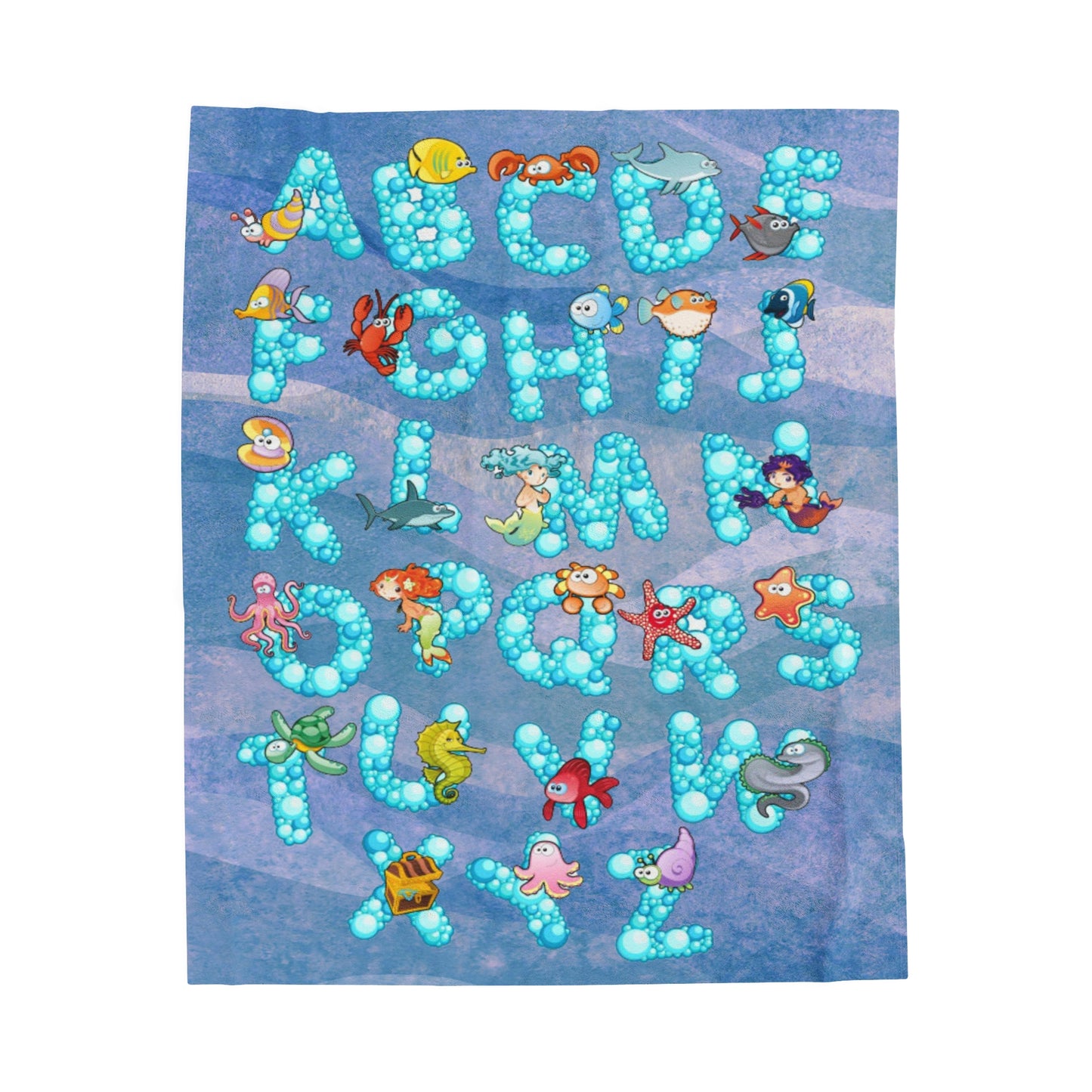 Rose Sea Life Alphabet Plush Blanket