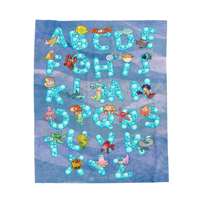 Rose Sea Life Alphabet Plush Blanket