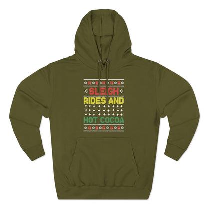 Sleigh Rides and Hot Cocoa Christmas Ugly Sweater Pullover Hoodie