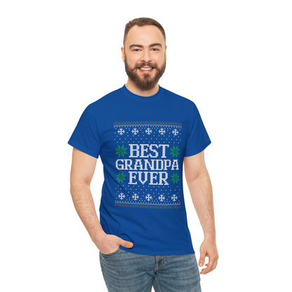 Best Grandpa Ever Christmas Ugly Sweater Short Sleeve Tee
