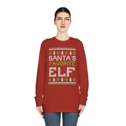Santa's Favorite Elf Ugly Christmas Sweater Long Sleeve T-shirt