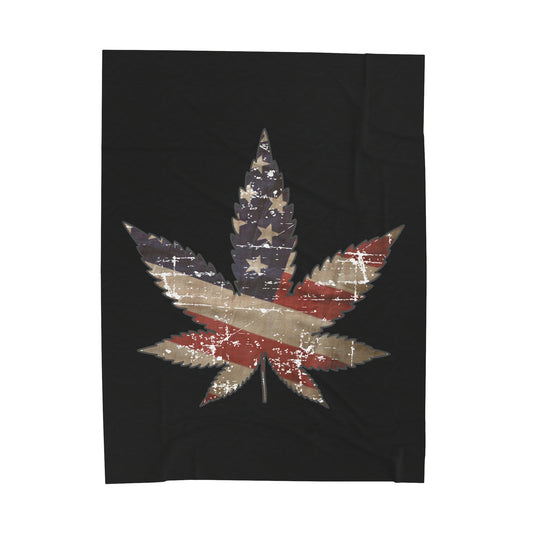 American Flag Marijuana Leaf Blanket