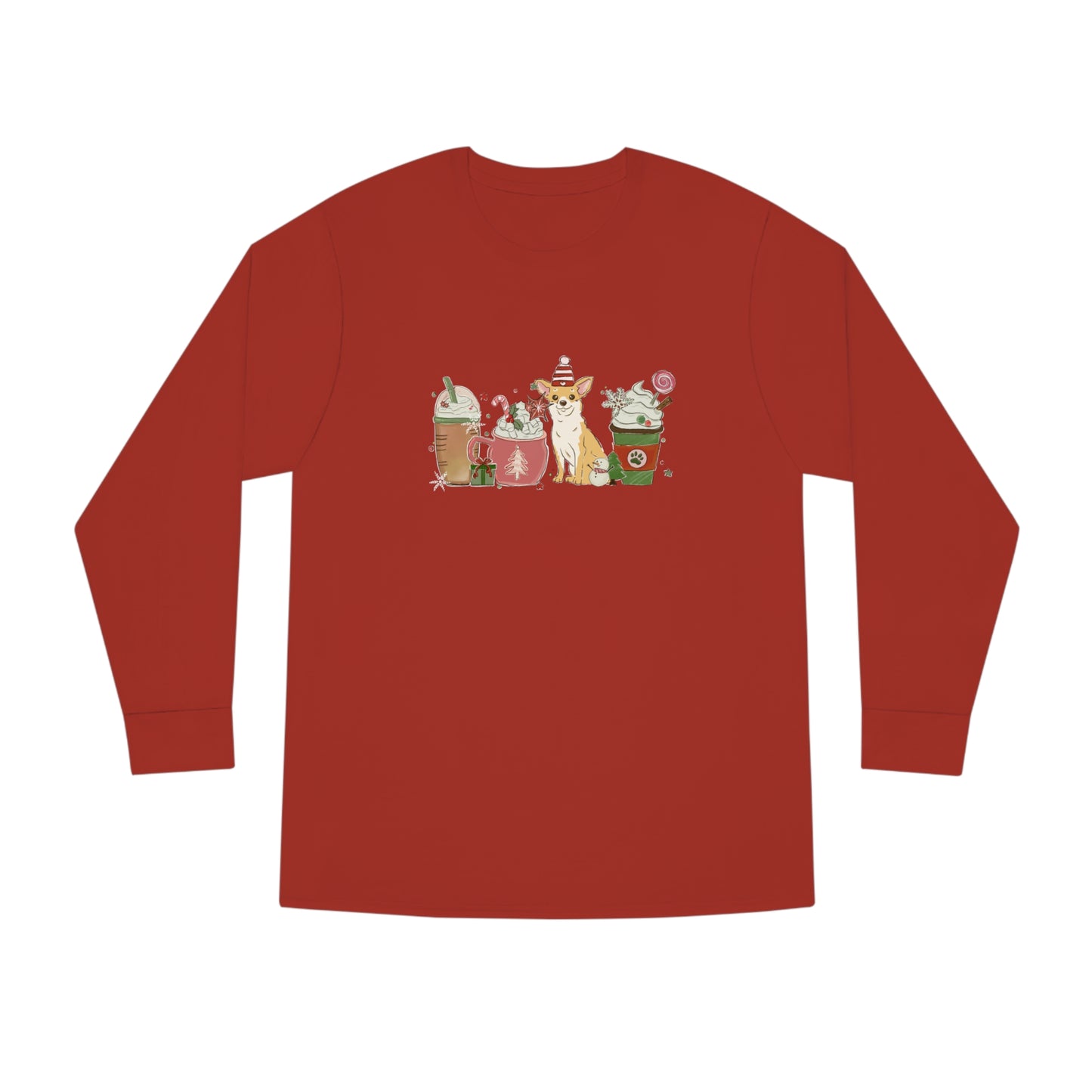 Chihuahua Dog Latte Christmas Long Sleeve Tee