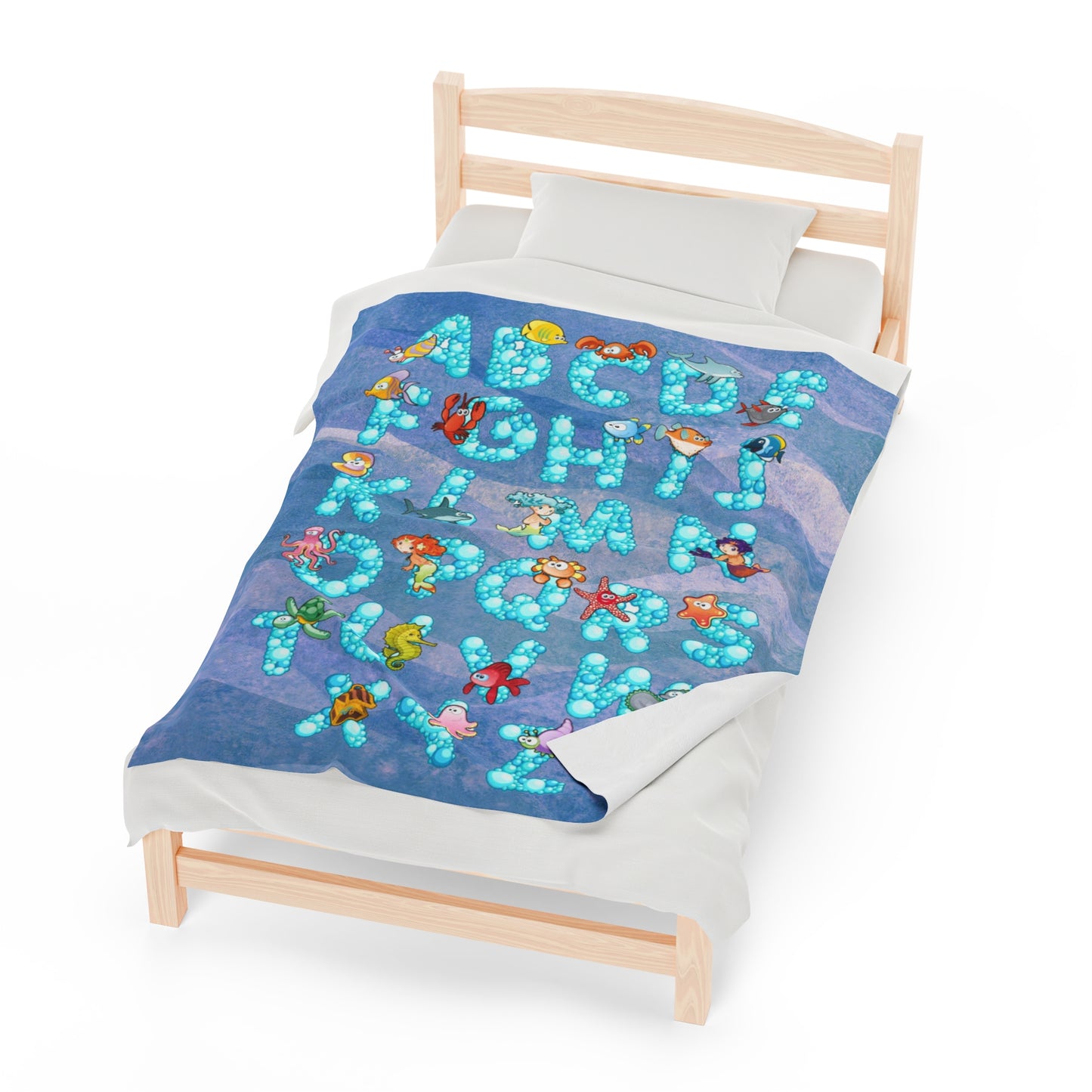 Rose Sea Life Alphabet Plush Blanket