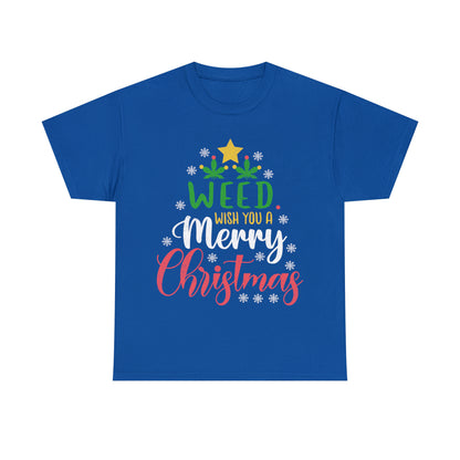 Weed Wish You A Merry Christmas Ugly Sweater Short Sleeve Tee