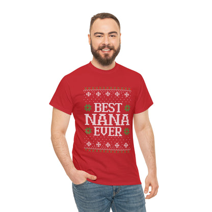 Best Nana Ever Christmas Ugly Sweater Short Sleeve Tee