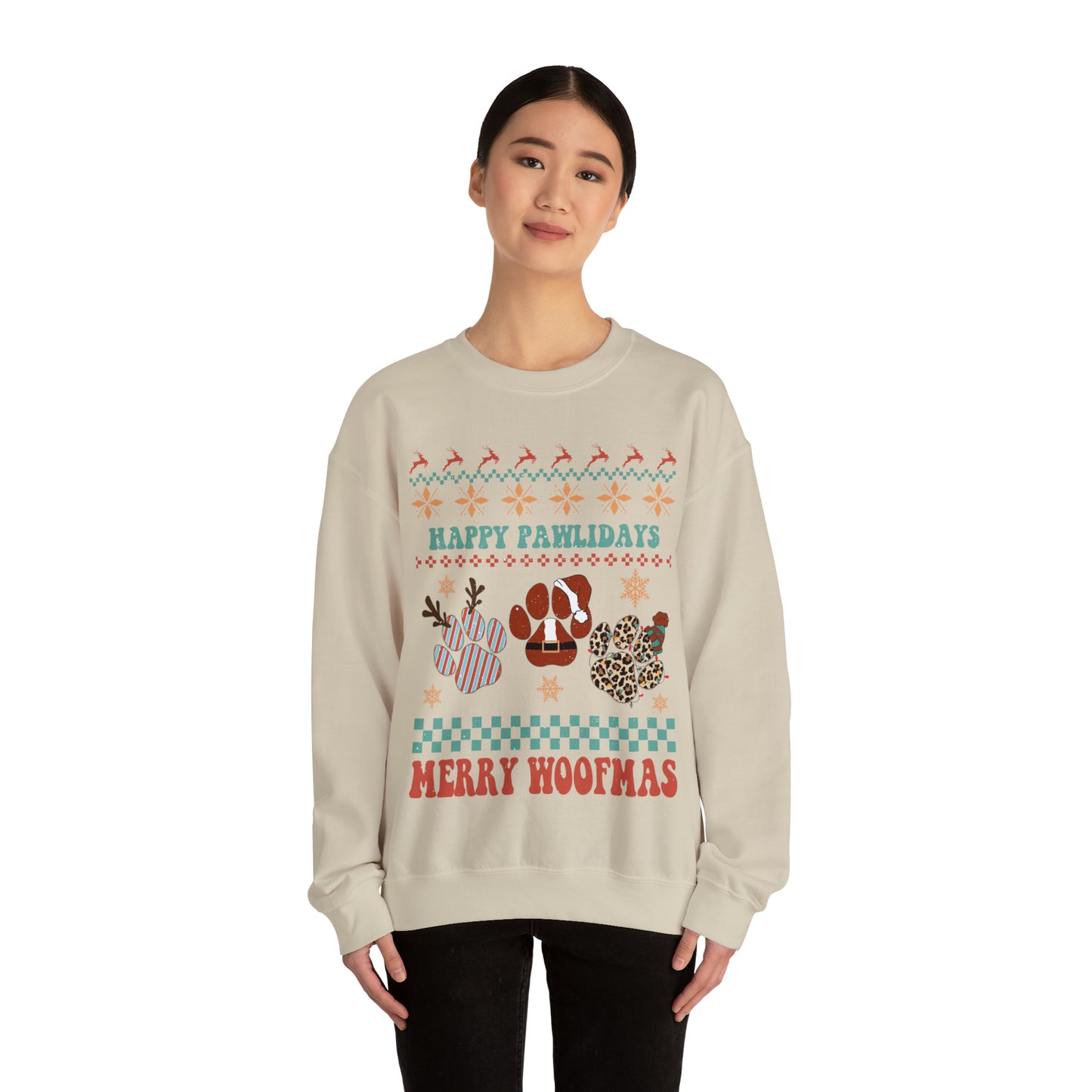 Happy Pawlidays Merry Woofmas Christmas Ugly Sweater Sweatshirt