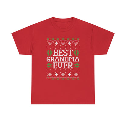 Best Grandma Ever Christmas Ugly Sweater Short Sleeve Tee