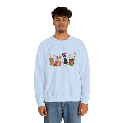 Boston Terrier Dog Latte Christmas Sweatshirt