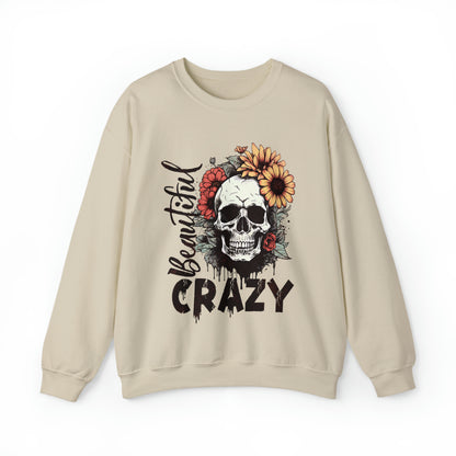 Beautiful Crazy Skull With Flowers Halloween Sweatshirt