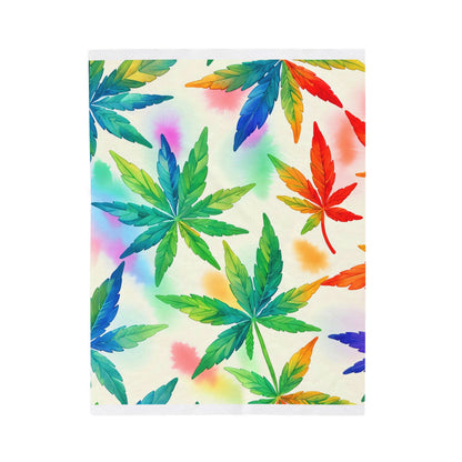 Rainbow Marijuana Leaf Blanket