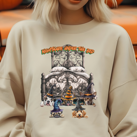 Custom Halloween Dog Nightmare Under the Bed Sweatshirt