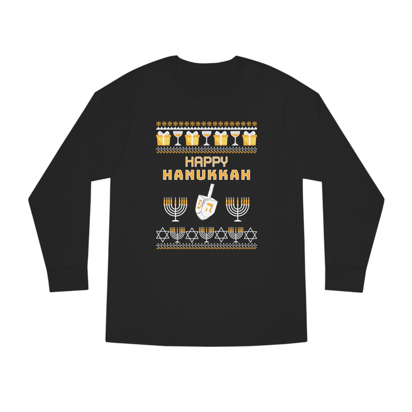 Happy Hanukkah Ugly Christmas Sweater Long Sleeve Tee