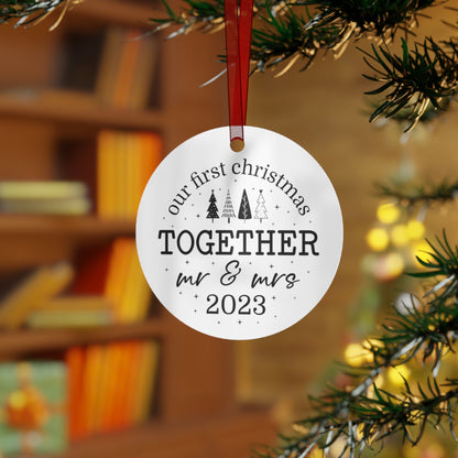 Our First Christmas Together Mr & Mrs 2023 Wedding Ornament