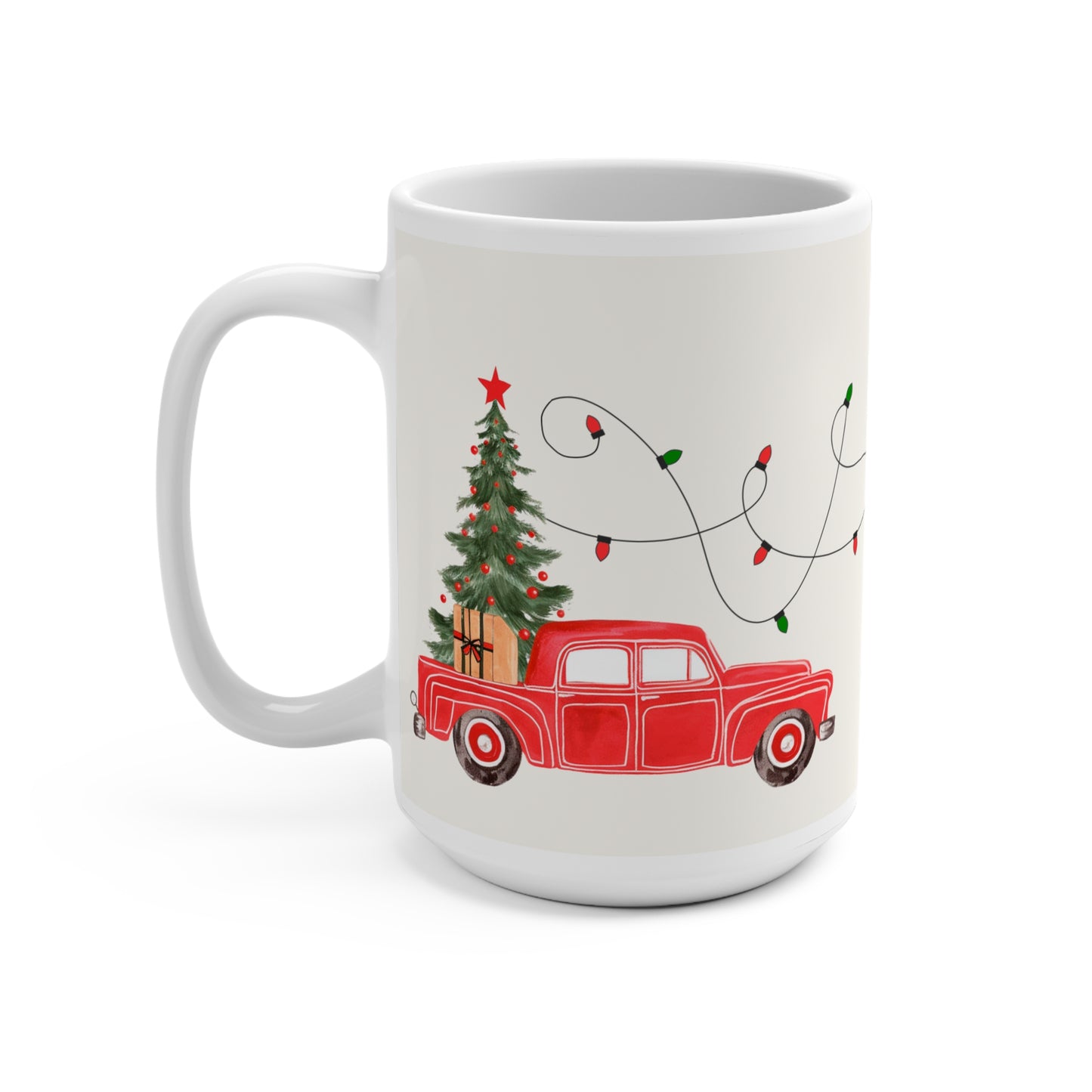 This is My Christmas Movie Watching Mug Red Truck Christmas Lights Mug 15oz