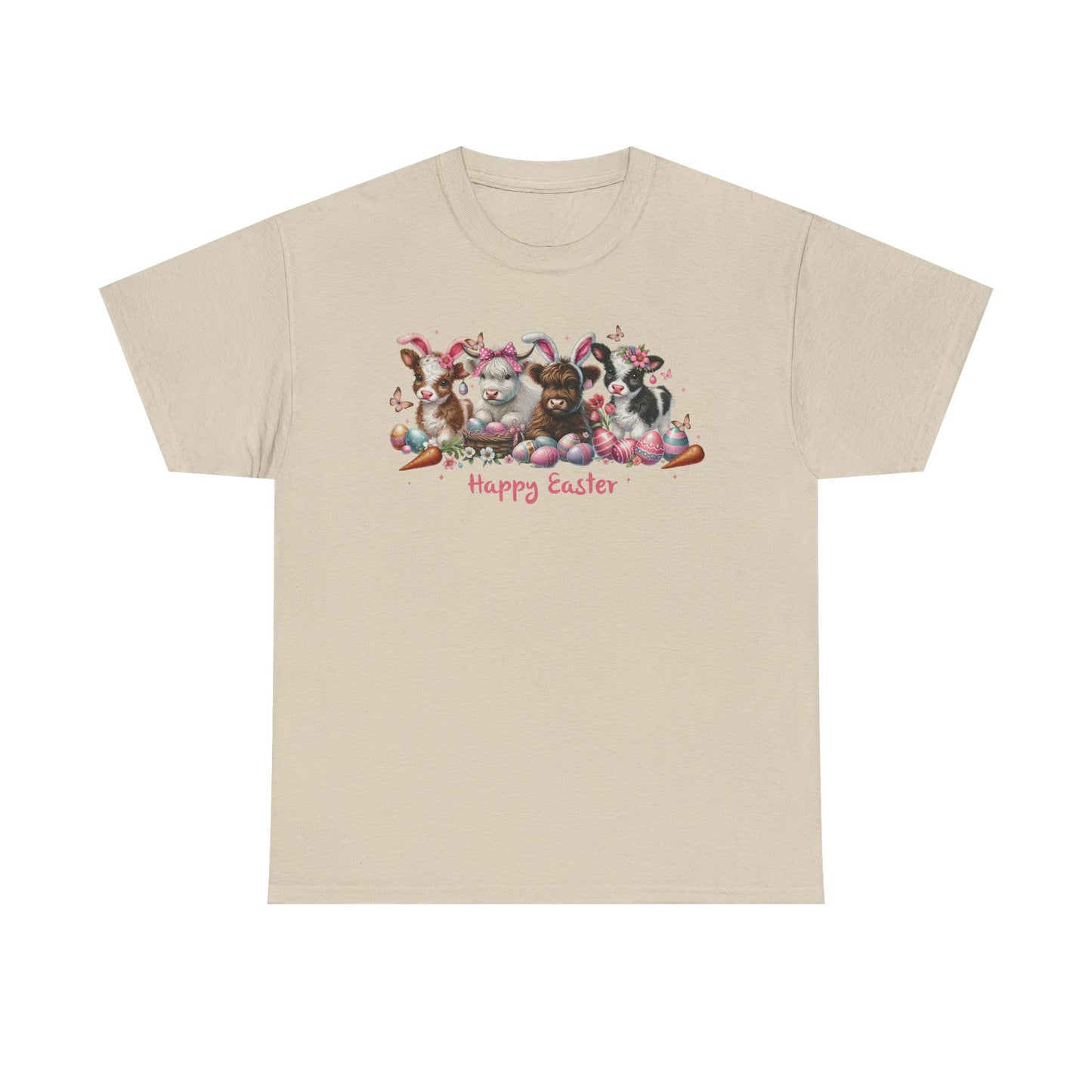 Easter Highland Cows with Rabbit Ears Short Sleeve Tshirt