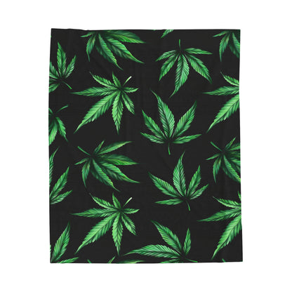 Marijuana Leaf on Black Blanket