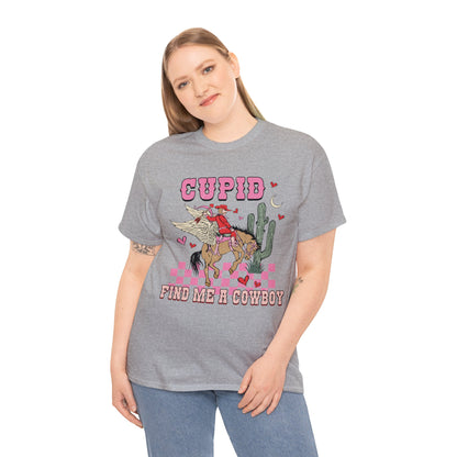 Cupid Find Me a Cowboy Valentine Short Sleeve Tee