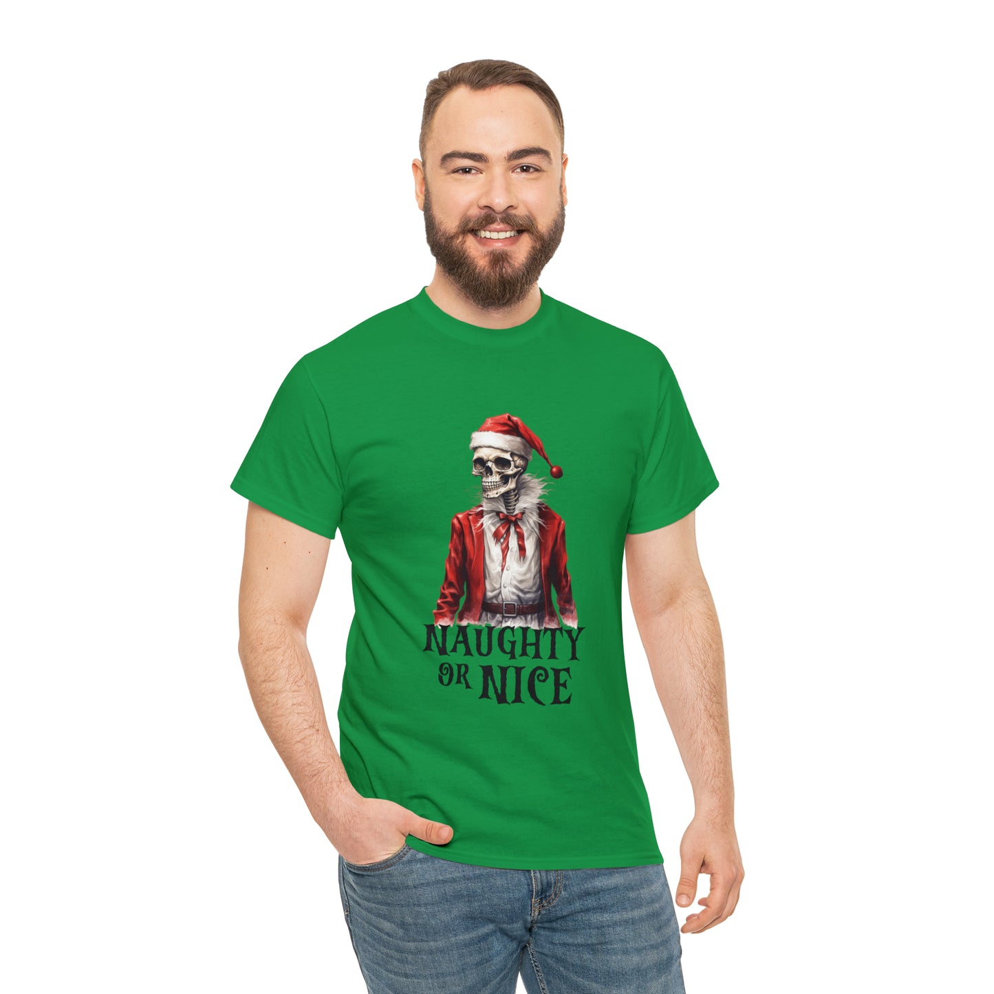 Naughty or Nice Skeleton Christmas Short Sleeve Tee