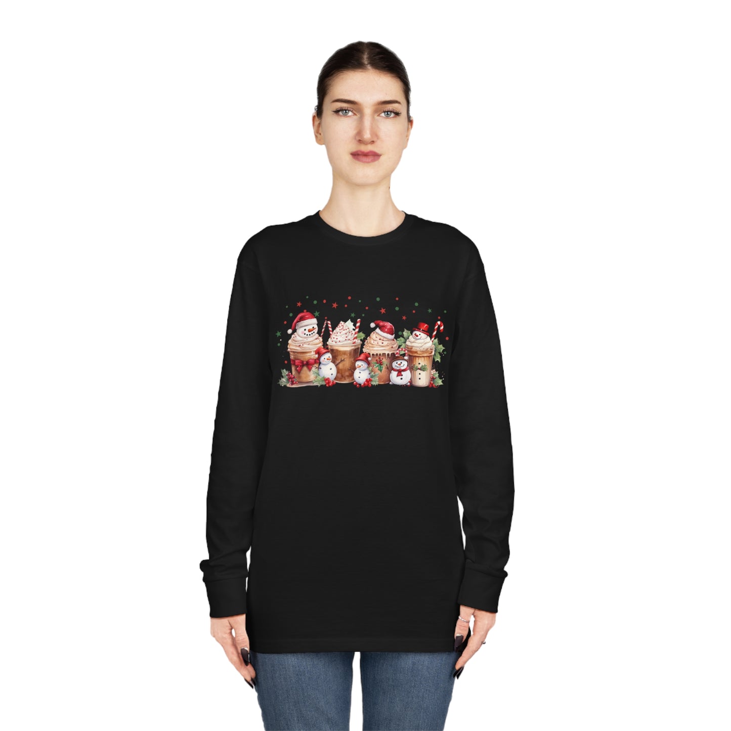 Snowmen Coffee Latte Christmas Long Sleeve T-shirt