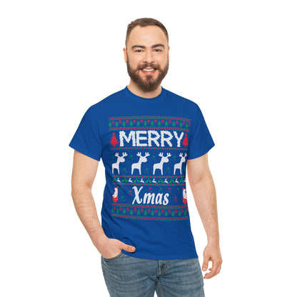 Merry Xmas Raindeers Christmas Ugly Sweater Short Sleeve Tee