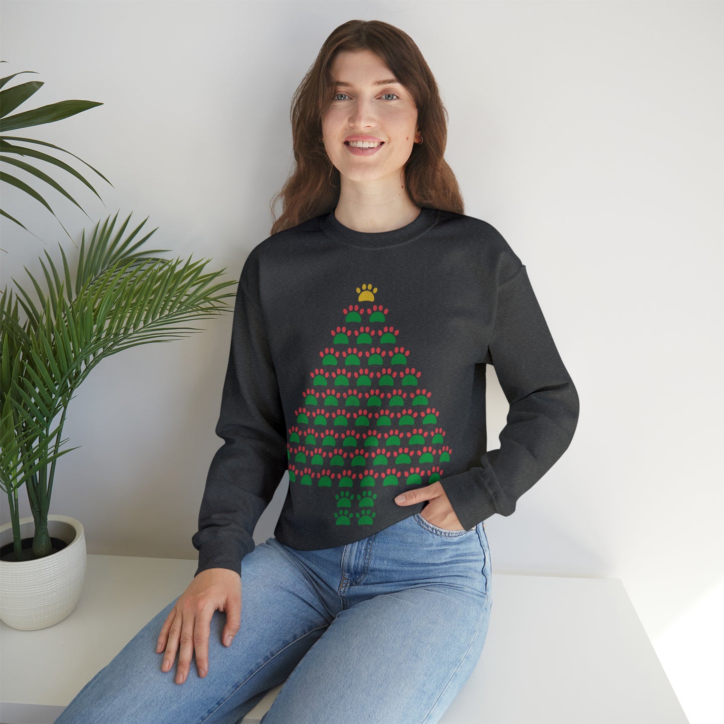 Pawprint Christmas Tree Ugly Sweater Sweatshirt