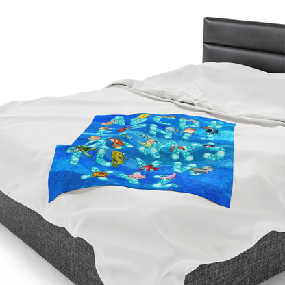 Blue Sea Life Alphabet Plush Blanket