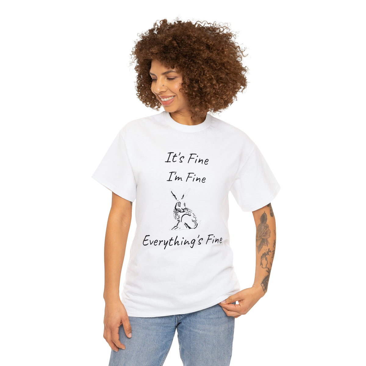 Its Fine Everythings Fine Rabbit Shirt Unisex Heavy Cotton Tee