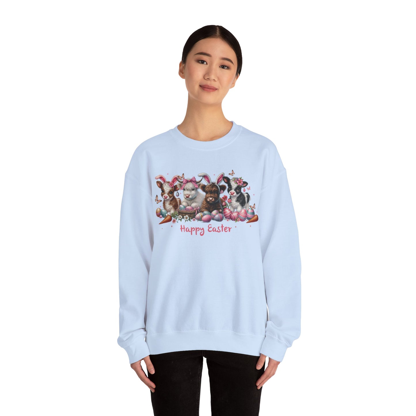 Easter Highland Cows with Bunny Ears Sweatshirt